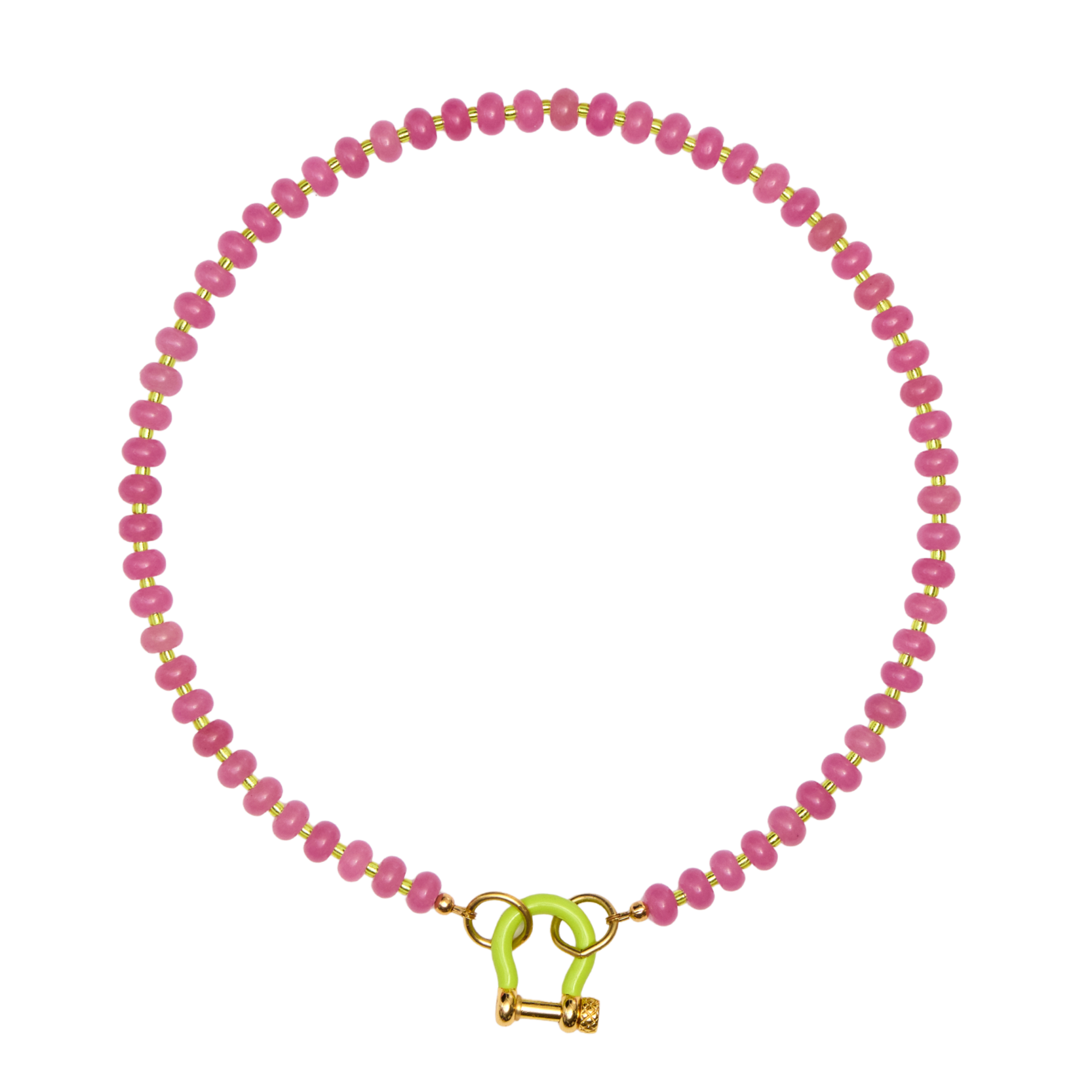 アクセサリー southpowcrwn Beaded Hot Pink Quartz Necklace with Neon Carabiner – SHOP SPICY DAN