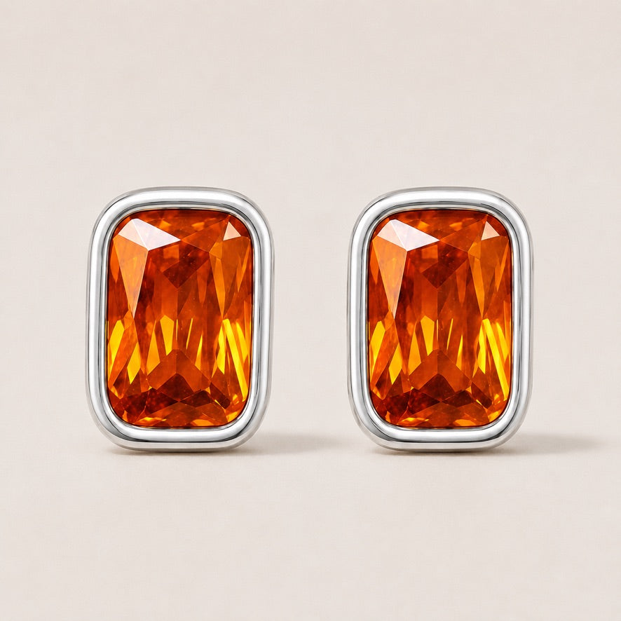 Amber Bezel Earring