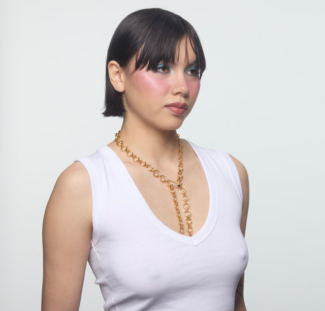Suede Chain with Mini White
