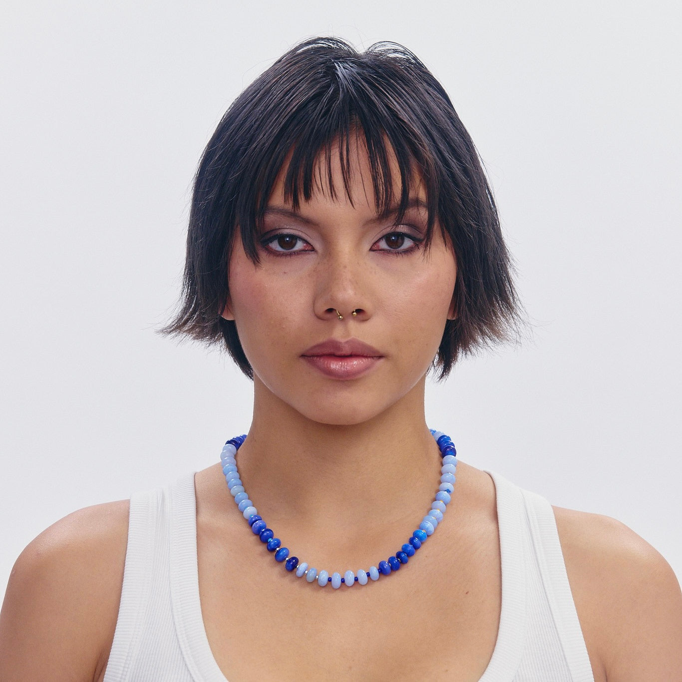 Beaded Blue Necklace with Carabiner – SHOP SPICY DAN