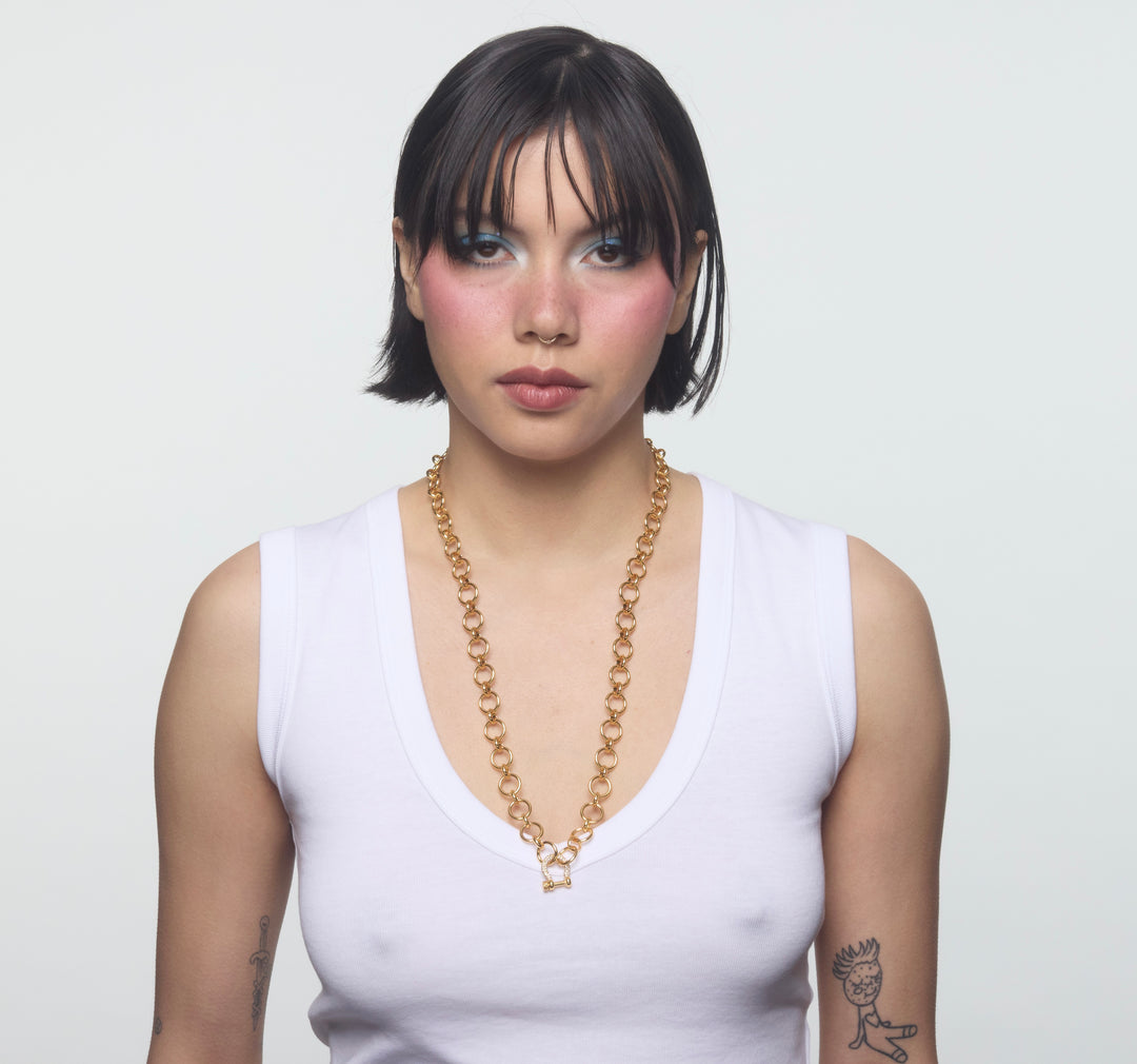 Suede Chain with Mini White