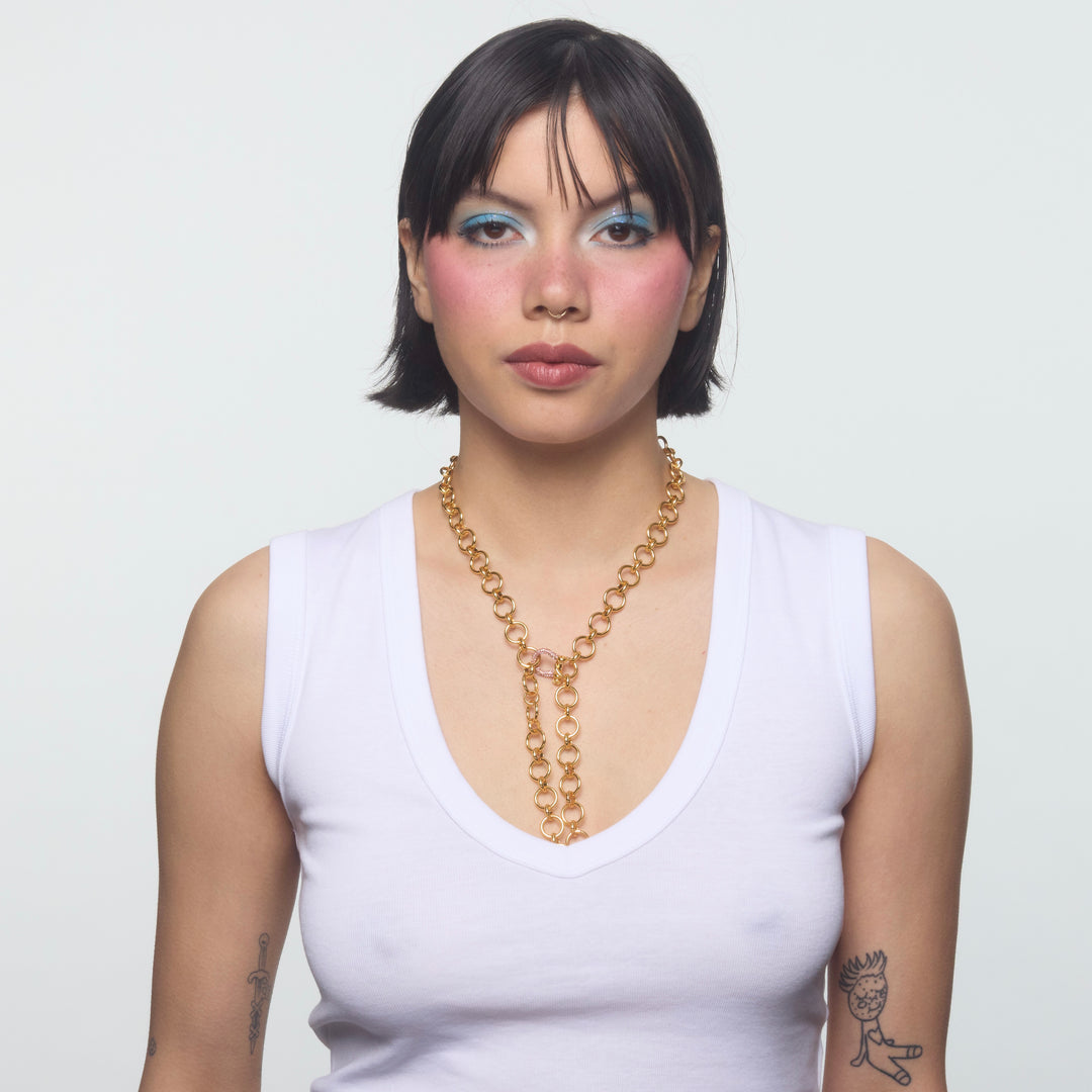 Suede Chain with Mini Pink