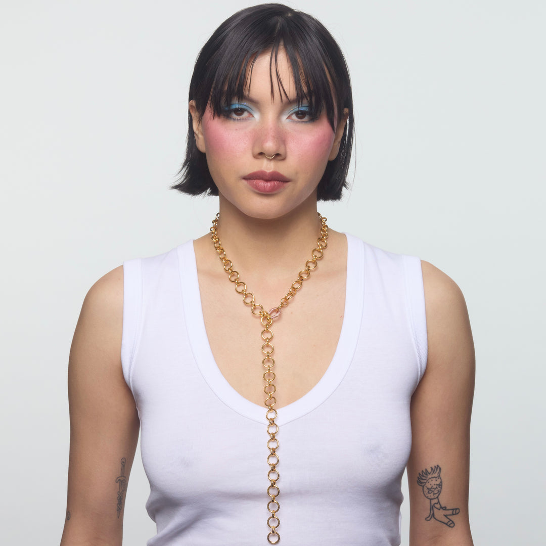 Suede Chain with Mini Pink