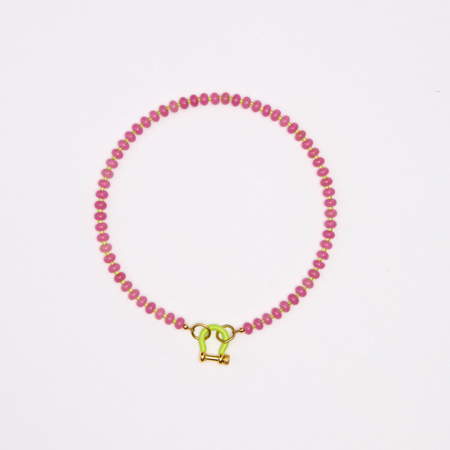 Beaded Hot Pink Quartz Necklace with Neon Carabiner – SHOP SPICY DAN