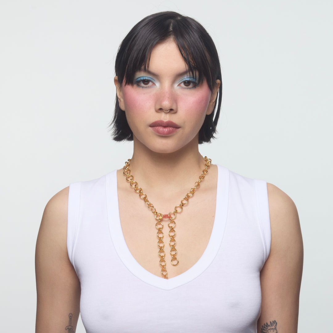Suede Chain with Mini Red