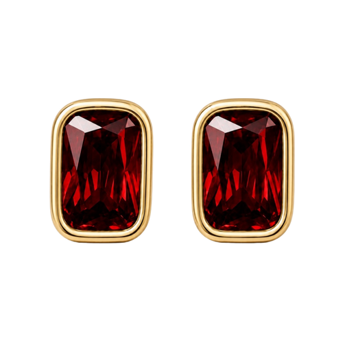 Garnet Bezel Earring